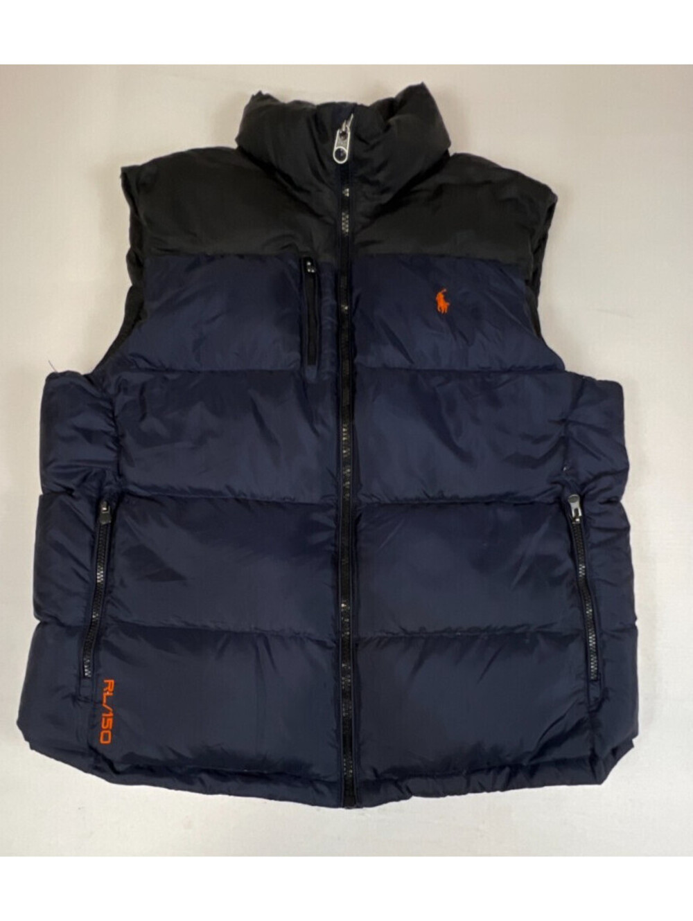 Polo By Ralph Lauren Down Puffer Vest Mens Large Blue Black RL150